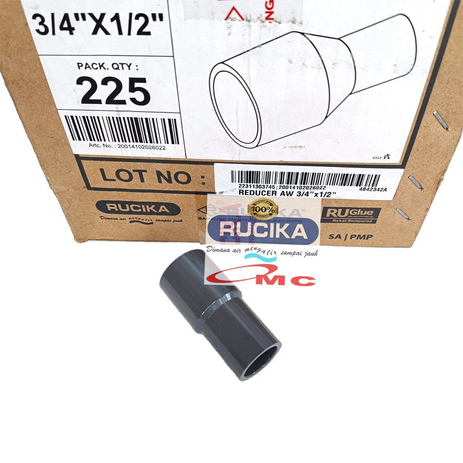 RUCIKA Vlok Sock V sok Reducing Socket Reducer Sock PVC Aw Tebal 3/4 X 1/2 Inch Sambungan Pipa 3/4”x1/2" Vlok Sok Verlop V Sock Flok Soket Plok Sok Lurus