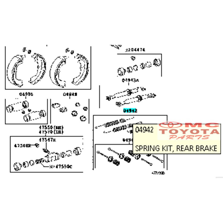 Spring Kit Rear Brake Kit Per Rem Belakang Toyota Kijang Innova Hilux Original 04942-0K080