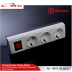 Broco Stop Kontak 3 / 5 Lubang Non CP 15431 / 15451 + Switch Lamp Lampu Colokan Broco Tanpa Kabel Cable Tanpa Child Protection Multi Socket Outlet Terminal 3 / 5 Lubang