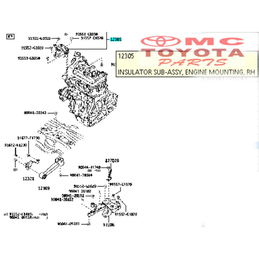 Insulator Sub Assy Engine Mounting Dudukan Pangkon Mesin Tranmisi Kanan Kiri Agya Alya AT Matic MT Manual Original Toyota