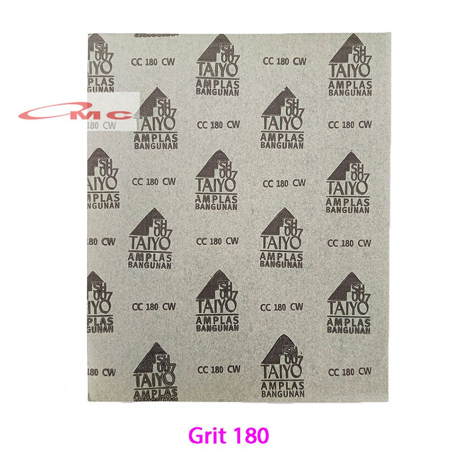 Amplas Ampelas Taiyo Abrasive Paper Asli SH 007 SH007 Grit Grid 60 80 100 120 150 180 220 240 280 500 Amplas Duco Taiyo Amplas Waterproof Duco Bangunan Amril Lembaran Lembar Taiyo SH-007