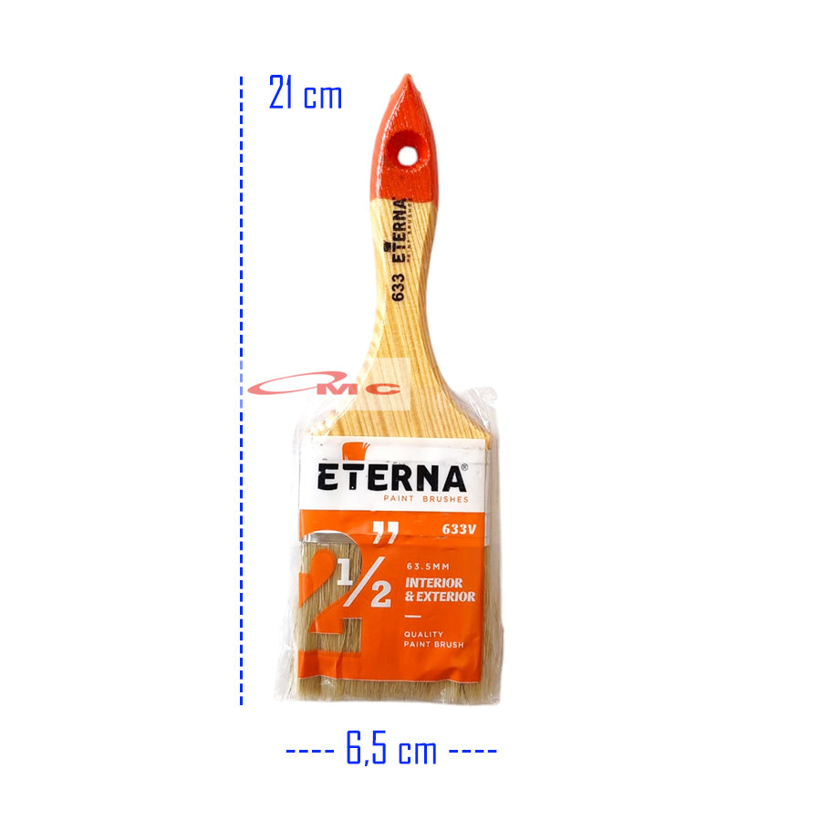 Kuas Cat Eterna 633 Bulu Tebal Gagang Kayu Kuas Cat Tembok 1" 1,5" 2" 2,5" 3" 4" In 1 2 3 4 Inch Kuas Eterna Kuas Kayu Kuas Tembok Koas Cat Dinding