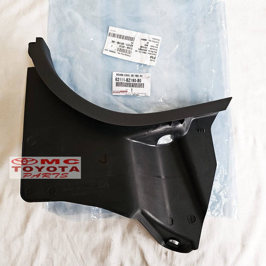Cover Tutup Board Cowl Side Trim Dek Kabin Depan Samping Bawah Stir Pengemudi Kiri Kanan Agya Ayla Original 62112-BZ191-B0 62111-BZ190-B0