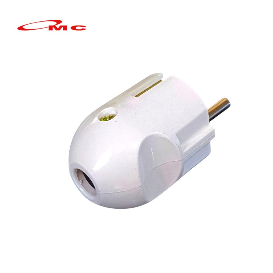 Broco Steker Arde 13310 Putih Bulat Original Kepala Colokan Listrik 2 Kaki Broco Steker Arde Art. 13310 Kepala Steker Listrik 2 Pin Kuningan New Gee White