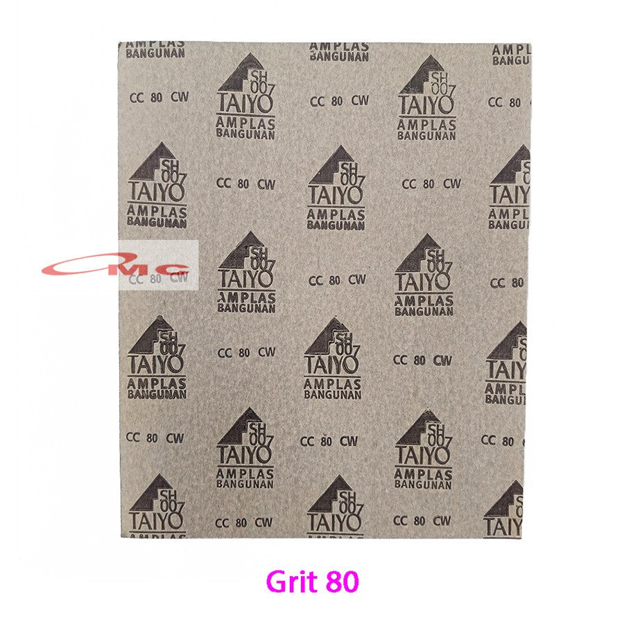 Amplas Ampelas Taiyo Abrasive Paper Asli SH 007 SH007 Grit Grid 60 80 100 120 150 180 220 240 280 500 Amplas Duco Taiyo Amplas Waterproof Duco Bangunan Amril Lembaran Lembar Taiyo SH-007