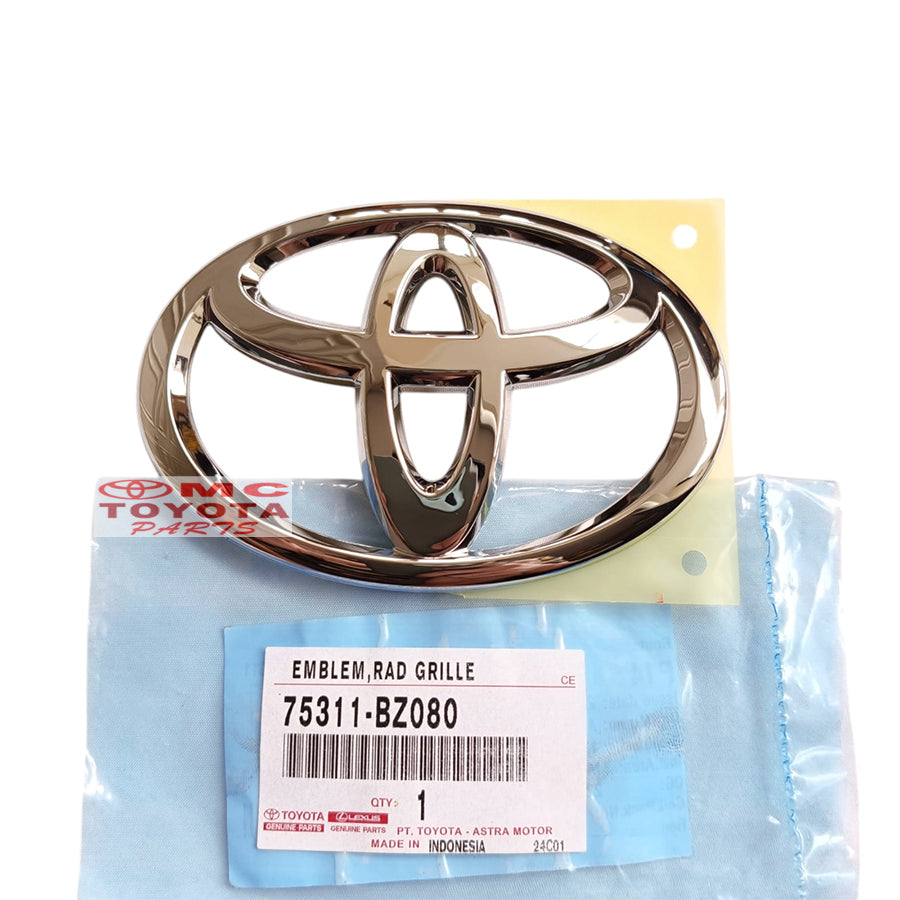 Emblem Logo Chrome Depan Grill Grille Radiator Original Toyota Avanza Rush Emblem Logo Pintu Bagasi Toyota Veloz 2021 Up 75311-BZ080 Emblem Radiator Depan Emblem Depan Radiator Sticker Stiker