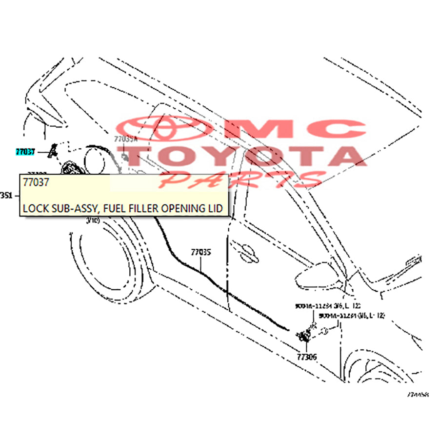 Pentolan Lock Fuel Kunci Pembuka Tutup Pengunci Rumah Tangki Bensin Rush Terios 2017Up Original Toyota 77037-BZ110