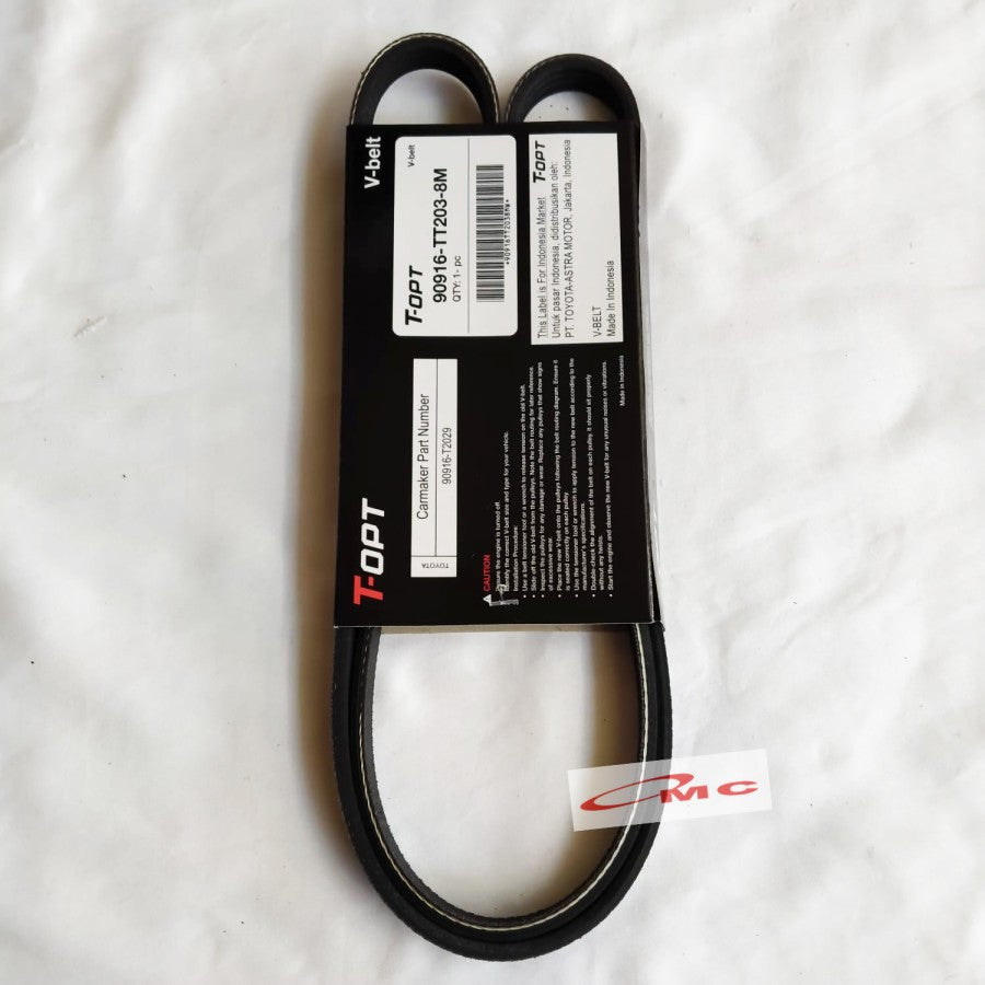 Tali Kipas Fan Belt Van Belt V Belt Fanbelt All New Yaris Vios Limo Orisinil T-OPT 90916-TT203-8M