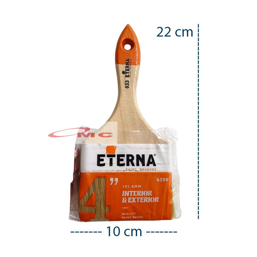 Kuas Cat Eterna 633 Bulu Tebal Gagang Kayu Kuas Cat Tembok 1" 1,5" 2" 2,5" 3" 4" In 1 2 3 4 Inch Kuas Eterna Kuas Kayu Kuas Tembok Koas Cat Dinding