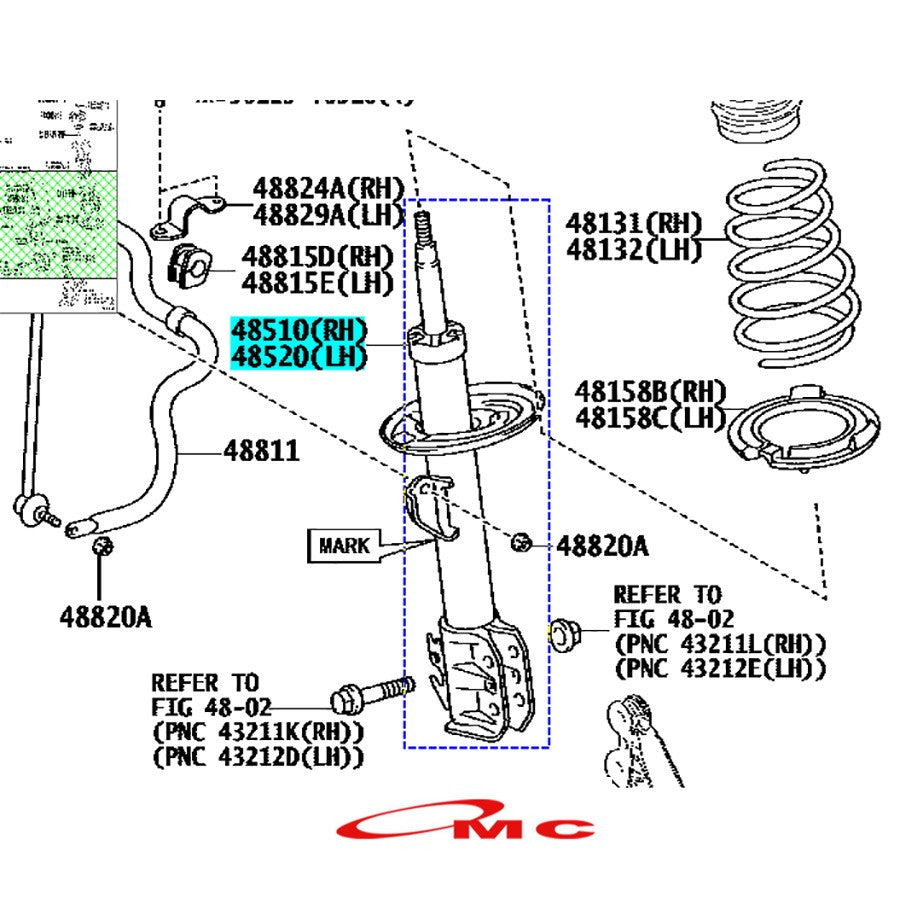 Shock Absorber Breaker Breker Depan Kanan Kiri Toyota Sienta 48510-0DB20 48520-0D370 - Depan Kanan