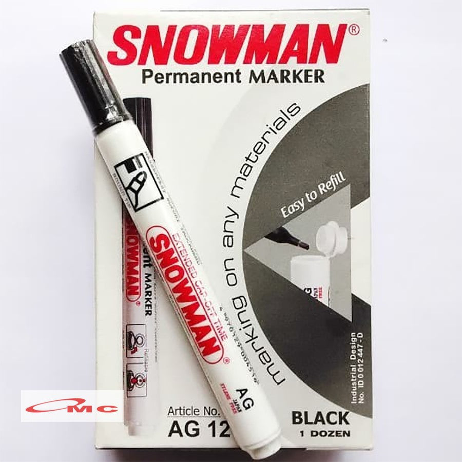 Spidol Permanen Snowman AG12 AG 12 AG-12 Spidol Snowman Permanent Spidol AG12 Permanen Spidol Permanent Marker Tinta Permanen AG-12 Spidol Papan Tulis