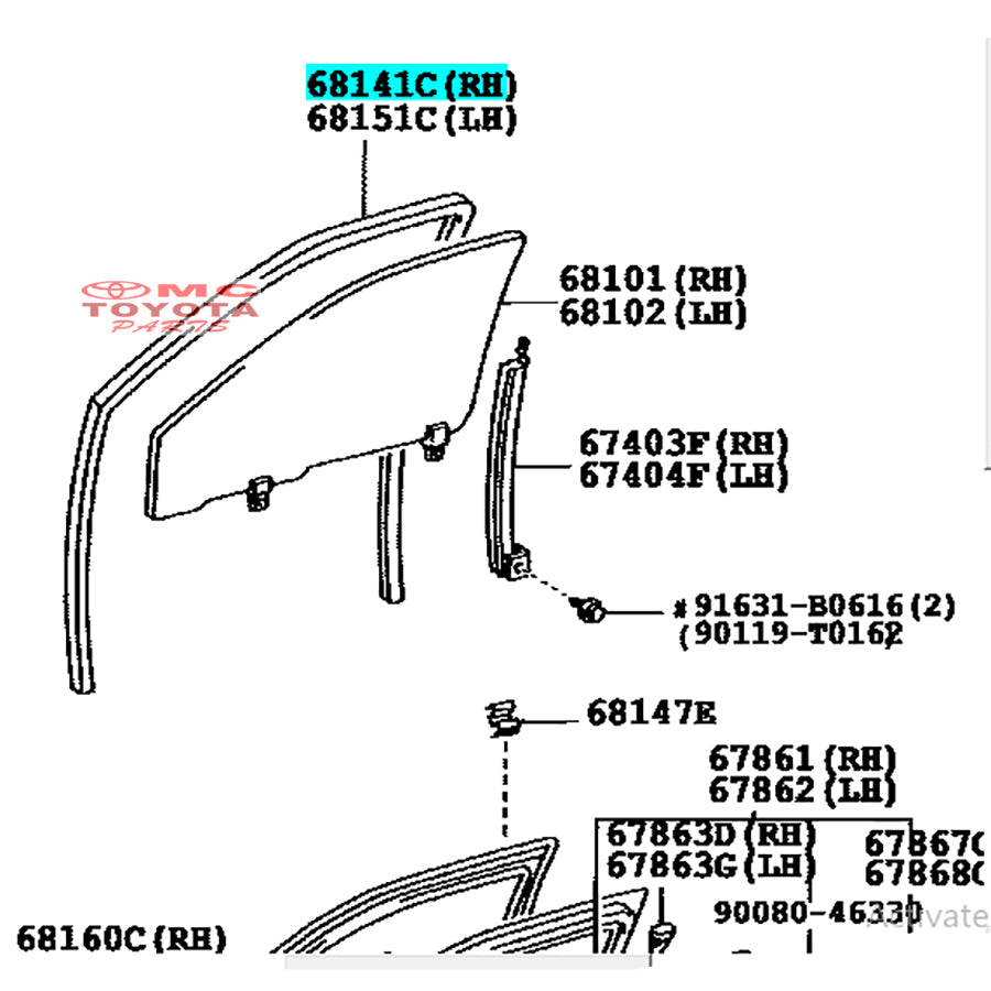 Karet Channel Kaca Pintu Depan Kanan Original Toyota Vios Old 68141-0D040-TH Karet Chanel Canel Karet Kaca Depan Karet Run Channel List Kaca Pintu