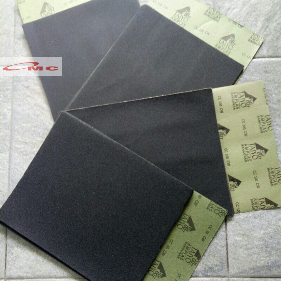Amplas Ampelas Taiyo Abrasive Paper Asli SH 007 SH007 Grit Grid 60 80 100 120 150 180 220 240 280 500 Amplas Duco Taiyo Amplas Waterproof Duco Bangunan Amril Lembaran Lembar Taiyo SH-007