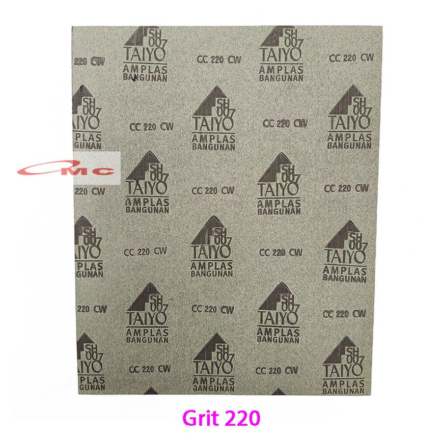 Amplas Ampelas Taiyo Abrasive Paper Asli SH 007 SH007 Grit Grid 60 80 100 120 150 180 220 240 280 500 Amplas Duco Taiyo Amplas Waterproof Duco Bangunan Amril Lembaran Lembar Taiyo SH-007