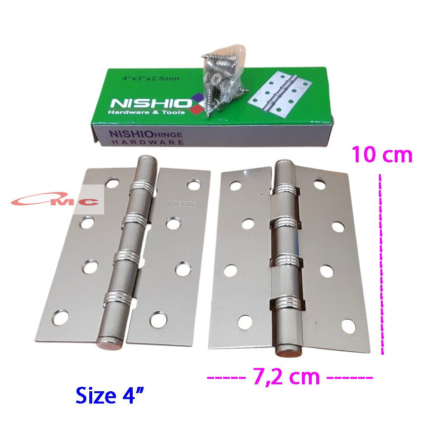 Engsel Pintu Jendela 3" 4" 5" Inch Nishio Sudah Termasuk Sekrup Skrup Engsel Tebal Engsel Besi Pintu Jendela Engsel Jendela Engsel Nishio Silver Tebal 3 4 Inch