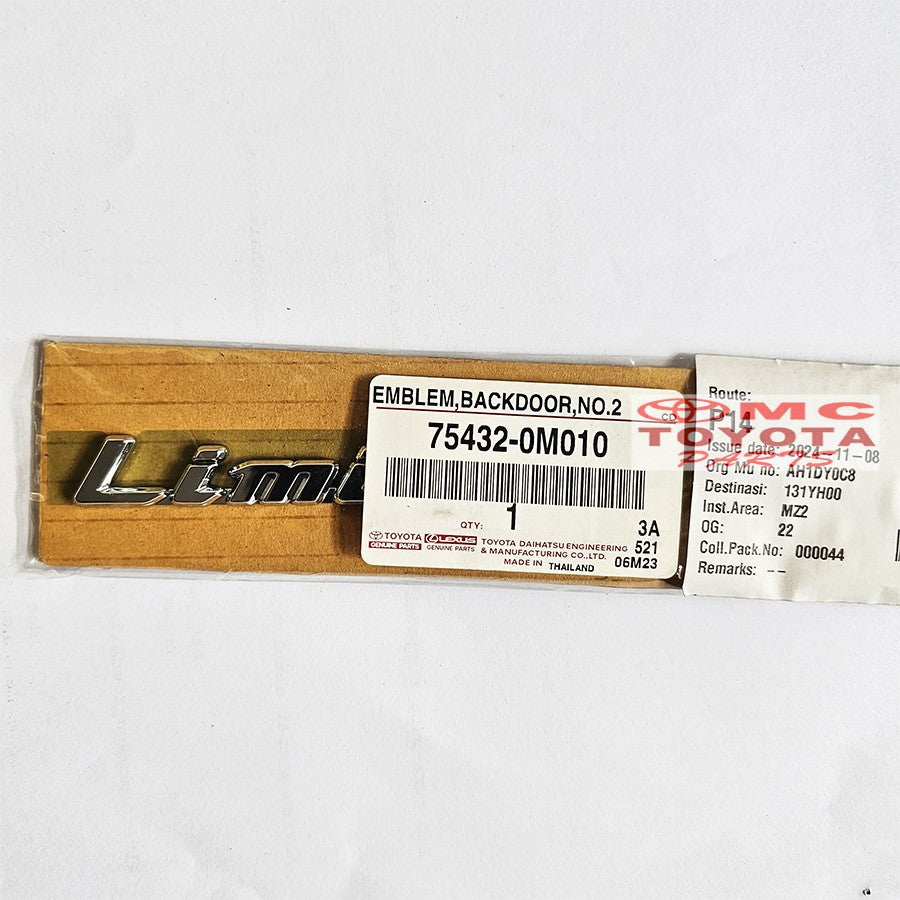Emblem Logo Pintu Bagasi Tulisan Limited Original Toyota Yaris Wish Stiker Sticker Limited 75432-0M010