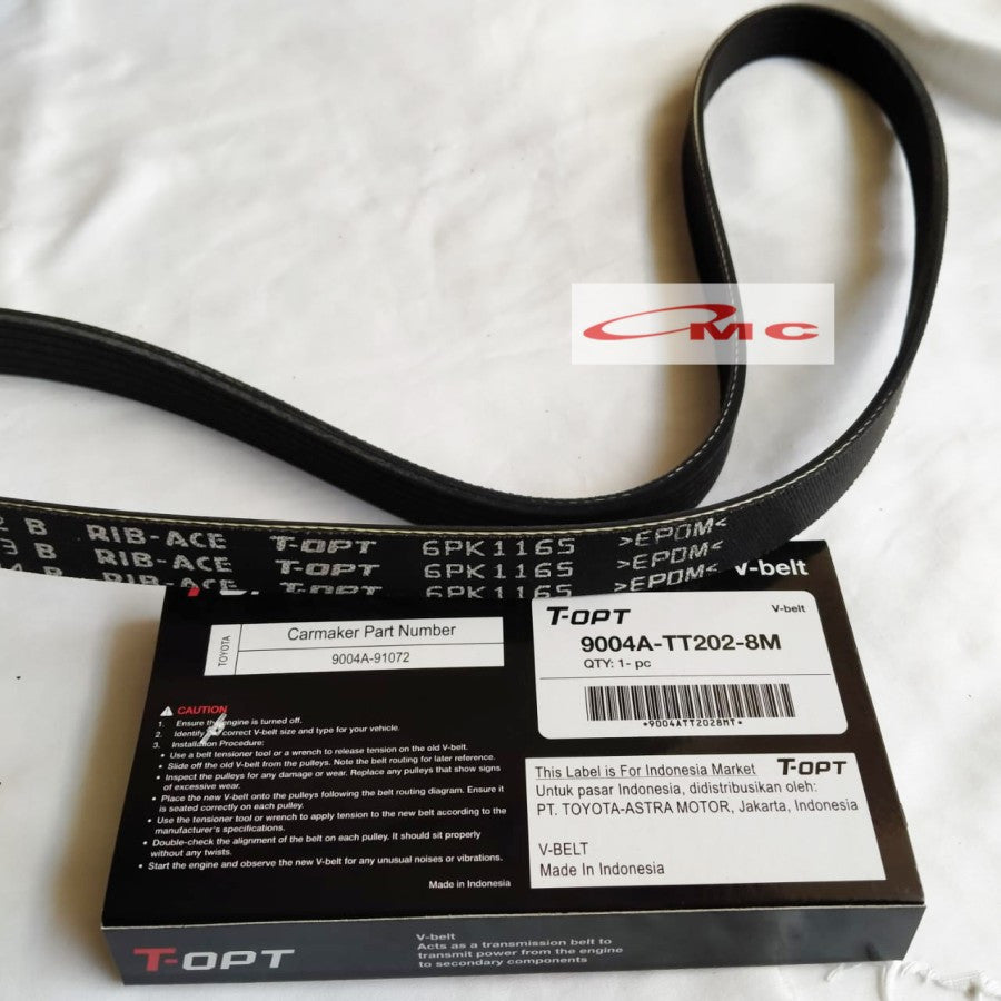Tali Kipas Fan Belt Van Belt V Belt Fanbelt Calya Sigra Agya Ayla 1200cc Orisinil T-OPT 9004A-TT202-8M
