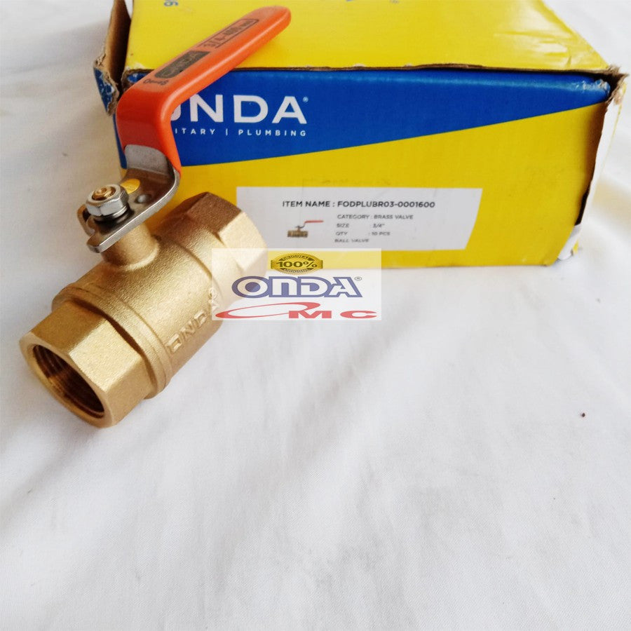Ball Valve Bal Bol Boll Brass Stop Kran Keran Kuningan 3/4 Inch ONDA
