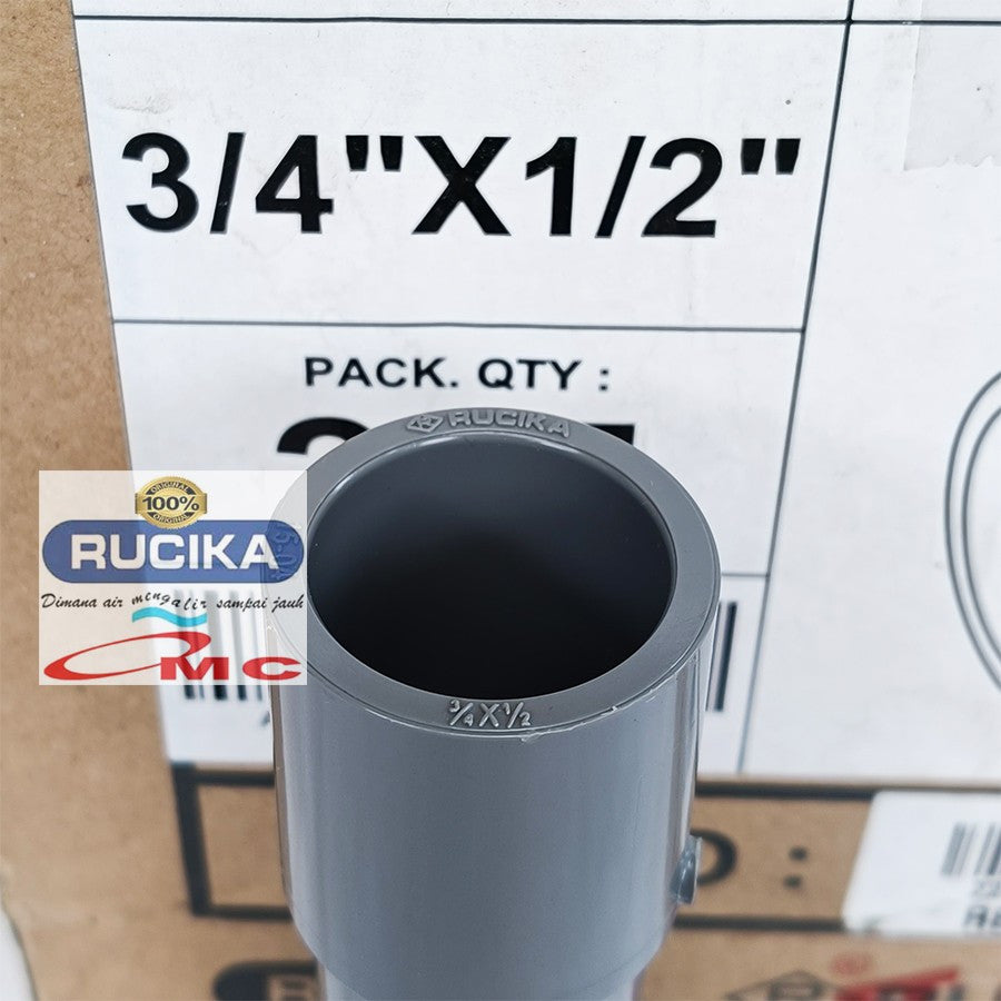 RUCIKA Vlok Sock V sok Reducing Socket Reducer Sock PVC Aw Tebal 3/4 X 1/2 Inch Sambungan Pipa 3/4”x1/2" Vlok Sok Verlop V Sock Flok Soket Plok Sok Lurus