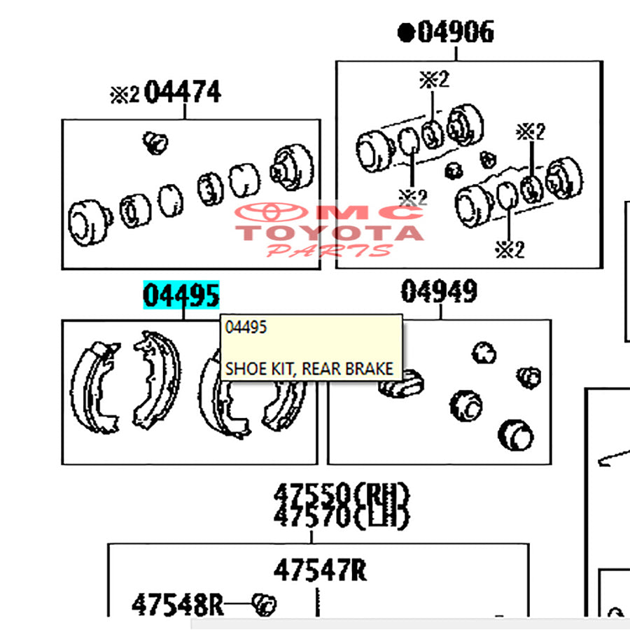 Brake Shoe Kampas Rem Belakang Innova Kijang Efi CC 2.0 04495-YZZZ2