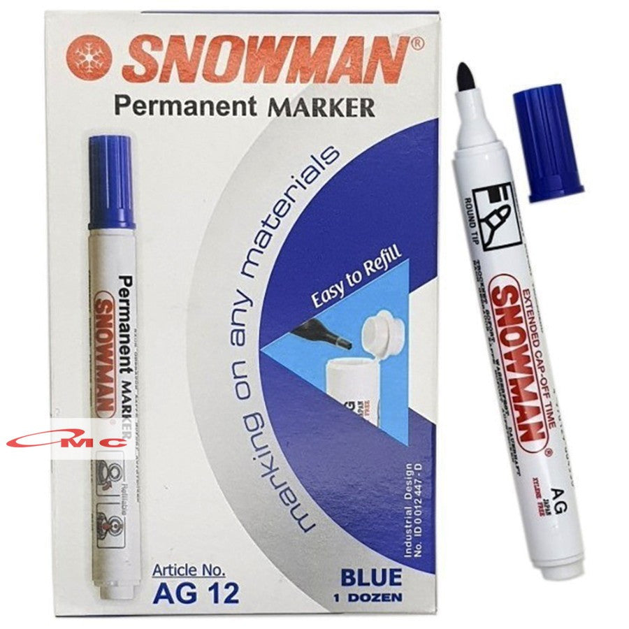 Spidol Permanen Snowman AG12 AG 12 AG-12 Spidol Snowman Permanent Spidol AG12 Permanen Spidol Permanent Marker Tinta Permanen AG-12 Spidol Papan Tulis