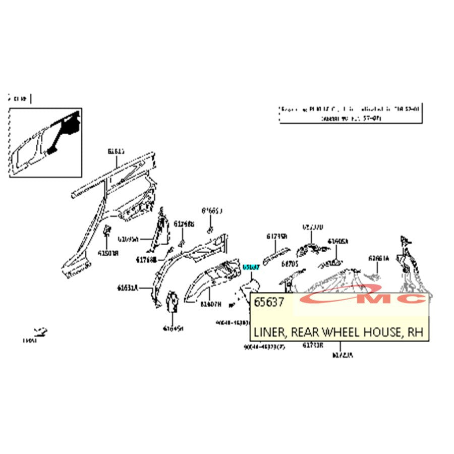 Liner Fender Spakbor Belakang Kanan Calya Sigra Original Daihatsu 65637-BZ220-001