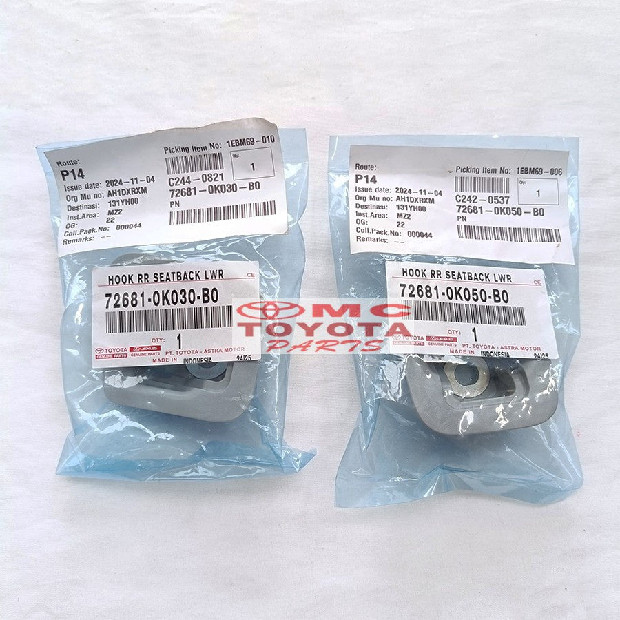 Hook Gantungan Jok Belakang Kanan Kiri Innova Reborn 2016-2021 Original Toyota 72681-0K030-B0 72681-0K050-B0 Huk Breket Hook Rear Seat Back Lock Lower