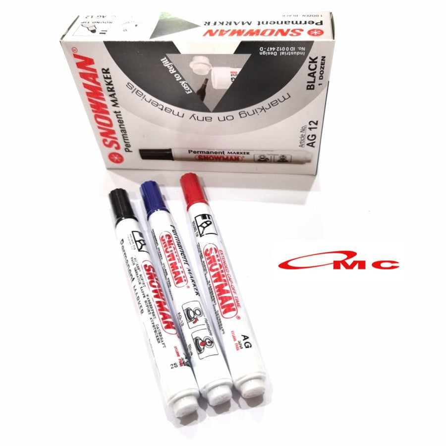 Spidol Permanen Snowman AG12 AG 12 AG-12 Spidol Snowman Permanent Spidol AG12 Permanen Spidol Permanent Marker Tinta Permanen AG-12 Spidol Papan Tulis
