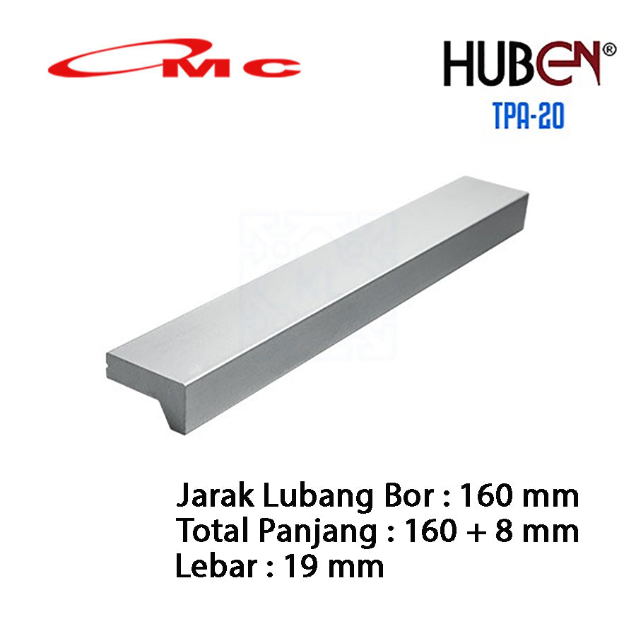 Handle Tarikan Lemari Tarikan Laci Stainless Alumunium Huben Handle TPA20 96mm 160mm Handle TPA-20 Pegangan Lemari Pegangan Pintu Handle Pintu Lemari Handle Laci Handel Huben TPA 20