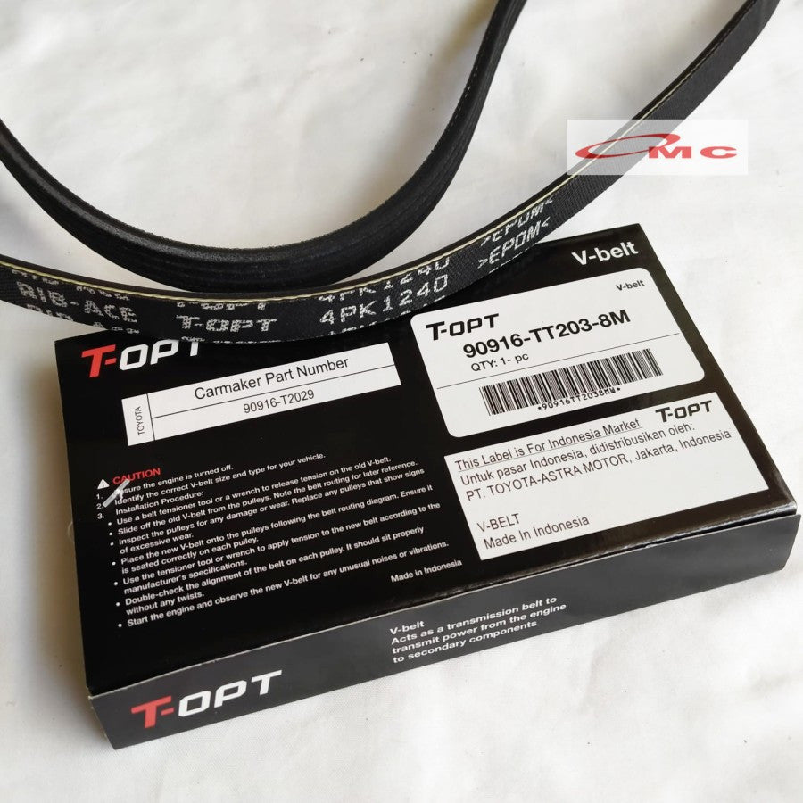 Tali Kipas Fan Belt Van Belt V Belt Fanbelt All New Yaris Vios Limo Orisinil T-OPT 90916-TT203-8M