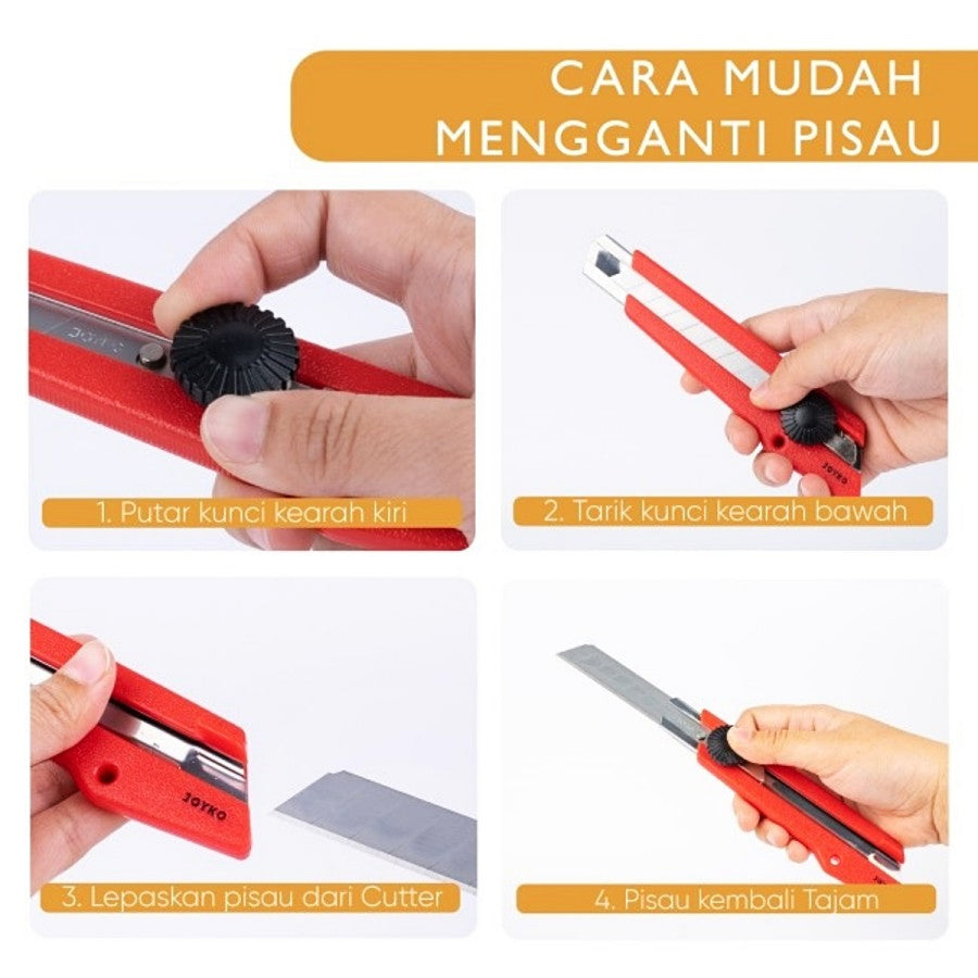 Cutter L500 L 500 L-500 Kater Kuter Cuter Besar Putar Blade Refill Linko Cutter Knife Pisau Pemotong Alat Potong Isi L-150 Set CUTTER-L-500-SET