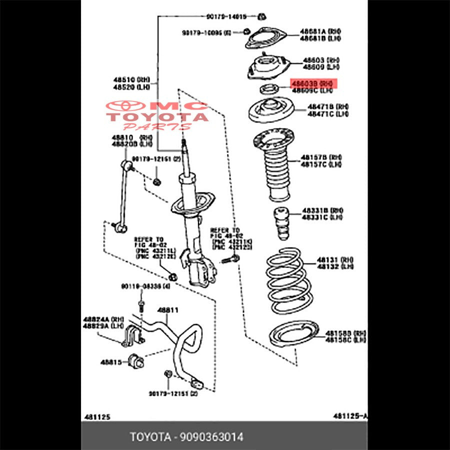 Laher Bearing Roda Depan Laher Support Shock Breaker Depan Original Camry Harrier Alphard Lexus RX270 RX350 Sienta Previa Kluger 90903-63014 Lahar Karet Support Shockbreaker