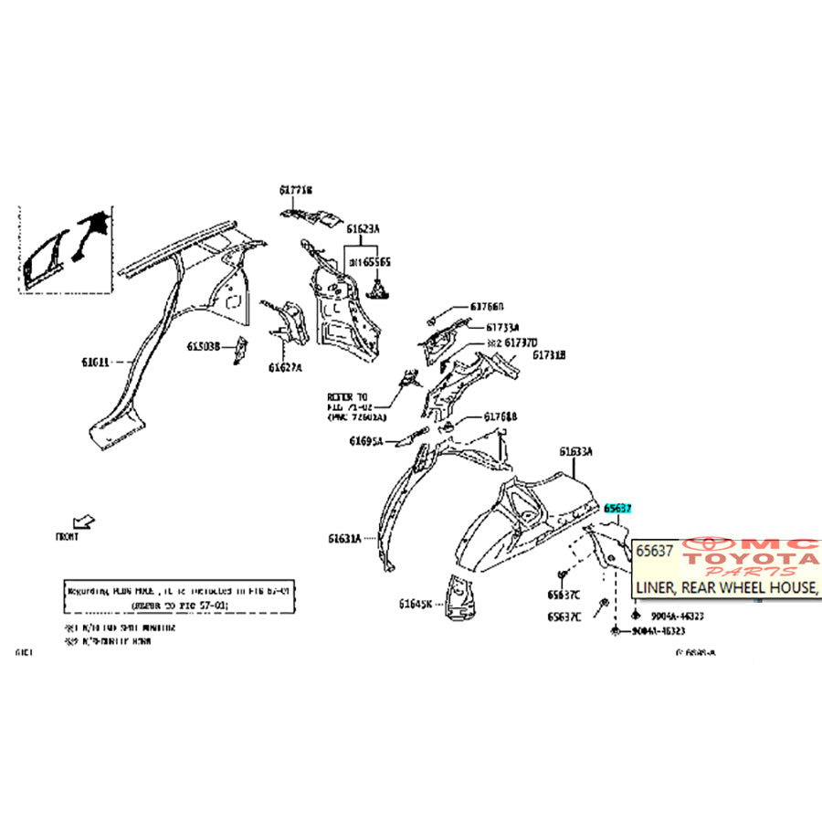 Liner Fender Spakbor Rumah Roda Belakang Kanan Kiri Raize Rocky 2021 Up Original Toyota 65637-BZ270 65638-BZ270