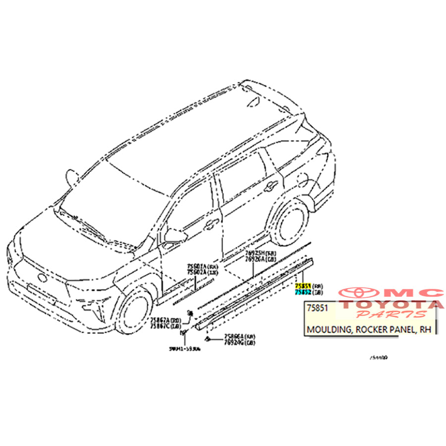 Moulding Rock Panel Cover Side Skrit Bodykit Sisi Bawah Pintu Kanan Kiri New Avanza Veloz 2021 Up Veloz Q 2022 Original Toyota 75852-BZ480 75851-BZ480