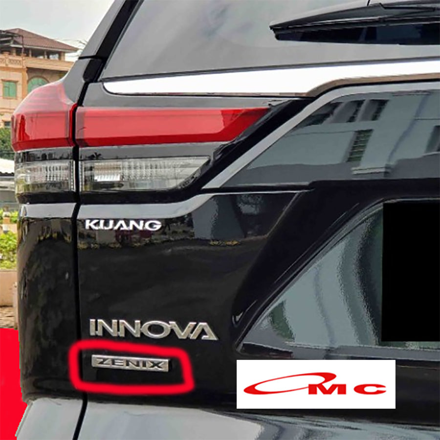 Emblem Logo Tulisan ZENIX Chrome Bagasi Tempelan Logo Belakang Toyota Innova Zenix Original 75441-VT160