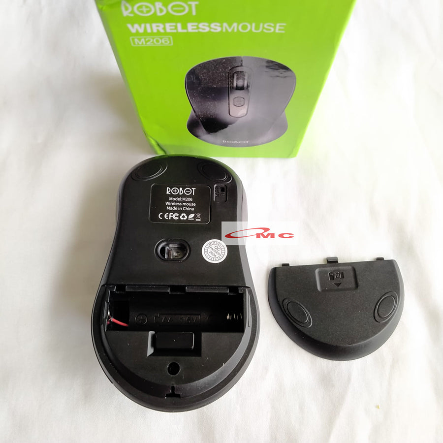 Mouse Wireless Robot M206 / M207 2.4GHz Optical 1600DPI Black Kursor Akurat Untuk PC Laptop Original Silent Mouse Wireles Mause Mos Mous Maos Hitam