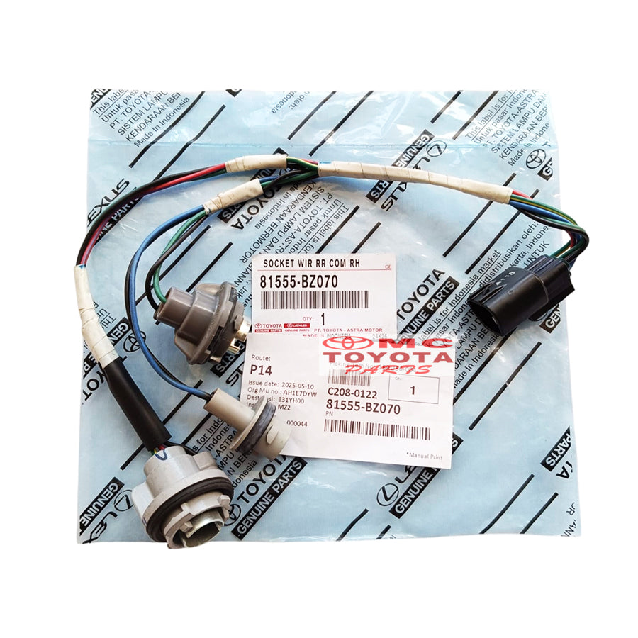 Kabel Socket Lampu Stop Belakang Kanan Kiri Agya Ayla Original Toyota 81555-BZ070 / 81565-BZ030 Kabel Socket Stop Lamp Soket Stoplamp Belakang Agya Ayla 1000cc 1.0 Ori Socket Kabel Lampu Stop Belakang