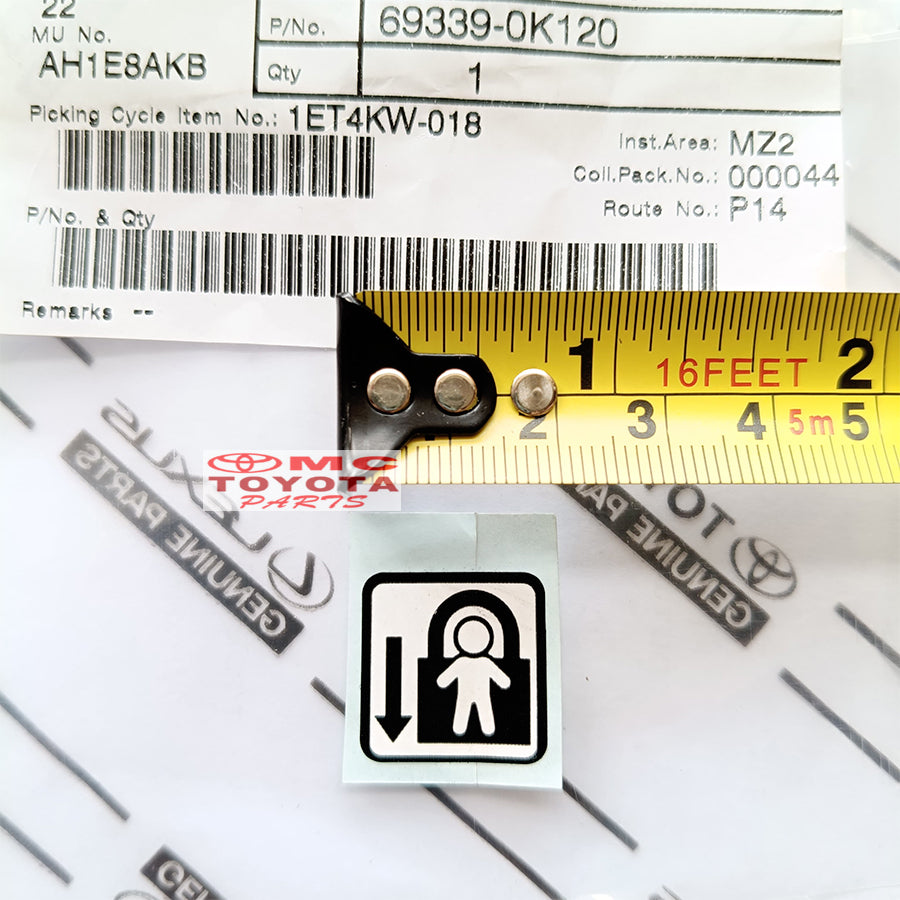 Sticker Stiker Label Child Protect Innova Reborn Fortuner VRZ Innova Zenix Original Toyota 69339-0K120 Stiker Child Protection