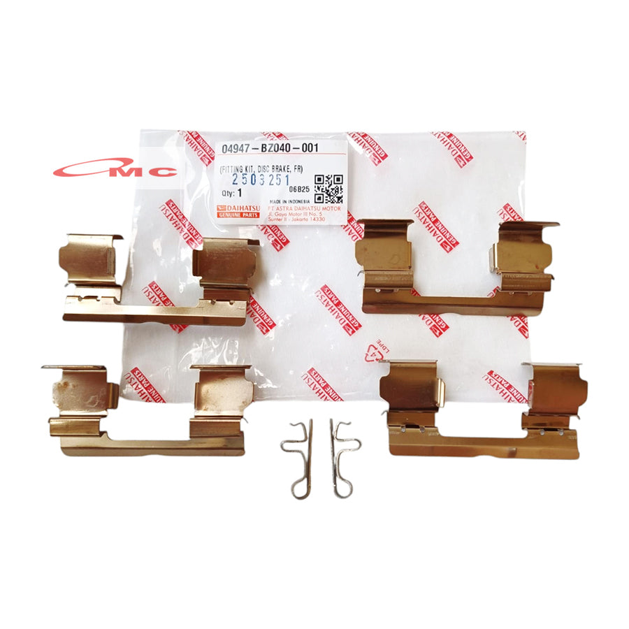 Fiting Fitting Kit Disc Brake Depan Plat Kampas Rem Depan Gran Max Luxio Original 04947-BZ040-001 Plat Lapisan Disc Brake Pad Spring Plat Kancingan Tatakan Ganjelan Kampas Rem Depan Front Granmax