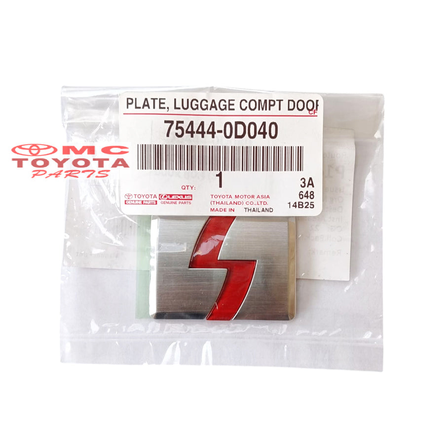 Emblem Logo Type S Yaris Original Toyota 75444-0D040 Emblem Belakang Bagasi Sticker Stiker Logo Chrome Emblem S Yaris Emblem Logo S Yaris