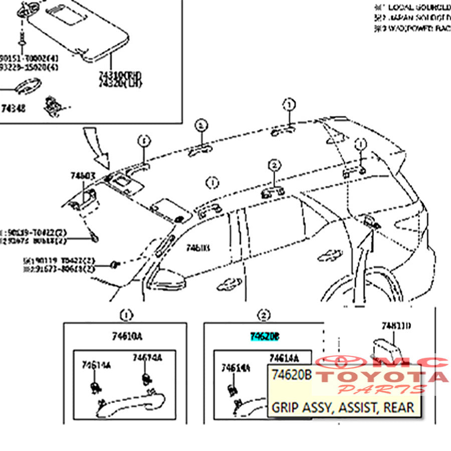 Pegangan Tangan Handle Hand Grip Plafon Atas Pintu Tengah Kanan Kiri Kijang Innova Zenix Reborn Venturer Fortuner VRZ original Toyota 74610-0K030-C0