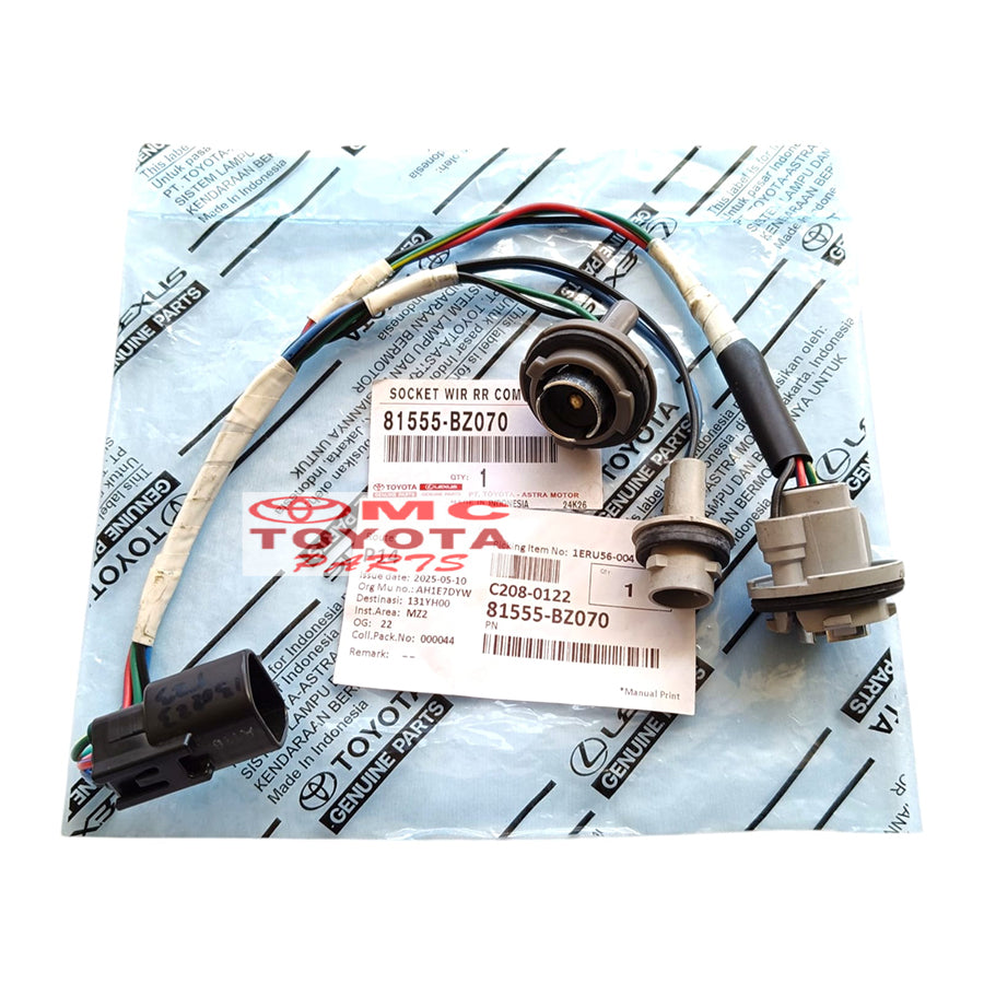 Kabel Socket Lampu Stop Belakang Kanan Kiri Agya Ayla Original Toyota 81555-BZ070 / 81565-BZ030 Kabel Socket Stop Lamp Soket Stoplamp Belakang Agya Ayla 1000cc 1.0 Ori Socket Kabel Lampu Stop Belakang