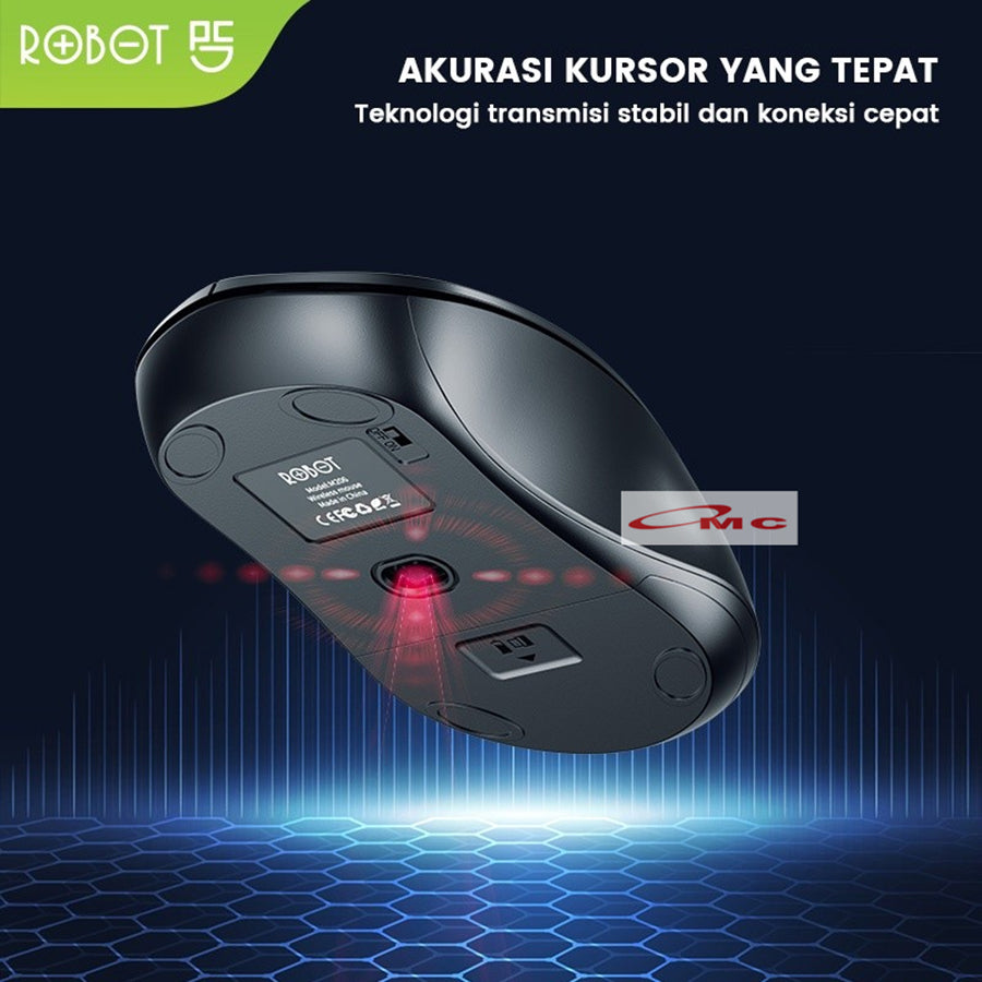 Mouse Wireless Robot M206 / M207 2.4GHz Optical 1600DPI Black Kursor Akurat Untuk PC Laptop Original Silent Mouse Wireles Mause Mos Mous Maos Hitam