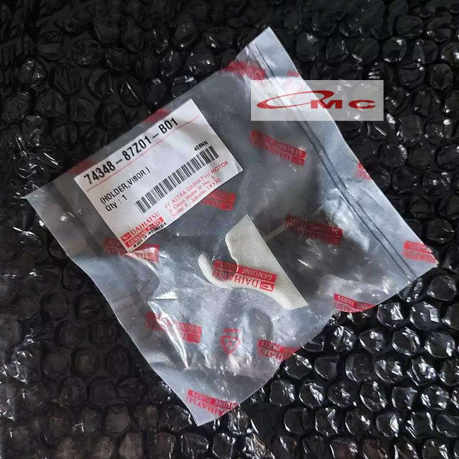 Dudukan Klip Holder Sun Visor Sunvisor Daihatsu Taft GT Rocky Hiline Feroza Independent Espass Taruna Xenia Avanza Original 74348-87Z01-B01 Clip Klip Holder Sunvisor Pengait Jepitan Cantelan Cantolan Sun Visor