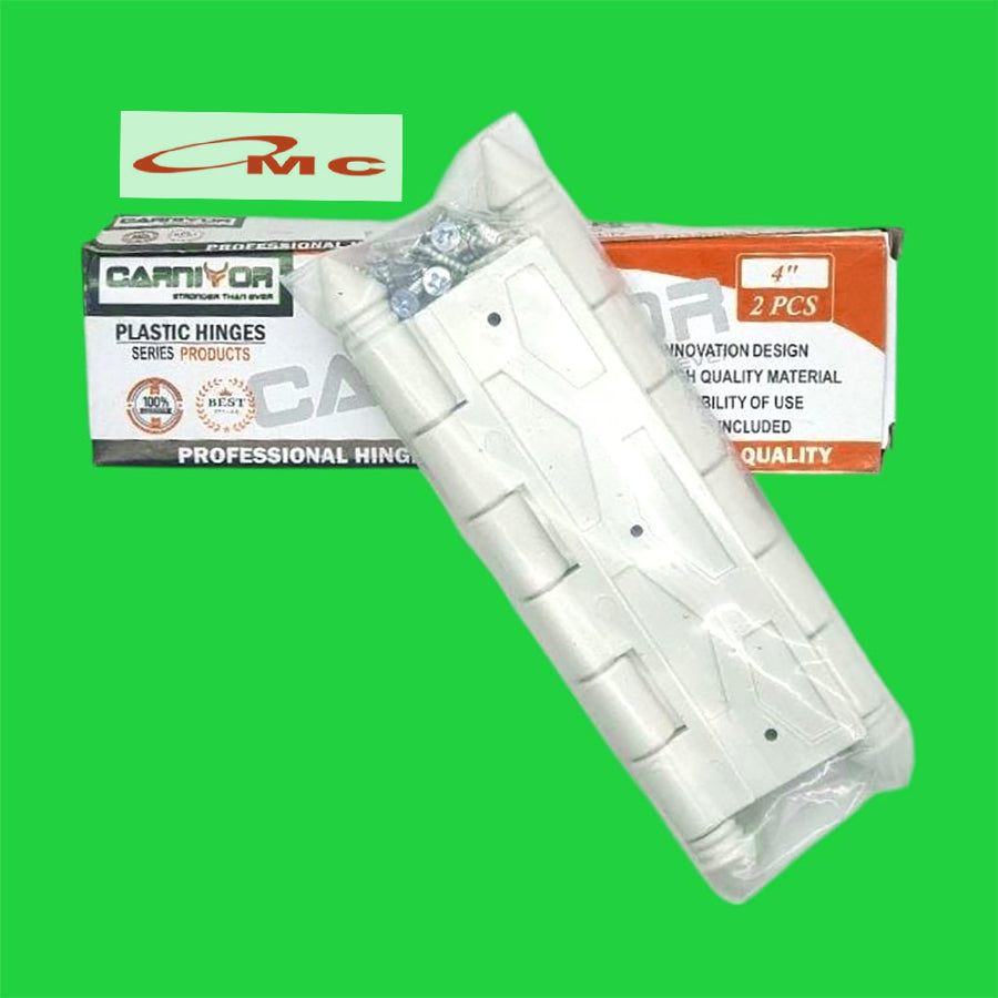 Tyro Engsel PVC Plastik Putih 4,5" Engsel Pintu Kamar Mandi Sepasang + Sekrup Engsel Pintu Plastik PVC Engsel Pintu PVC Engsel Plastik 4.5" 4,5 Inch
