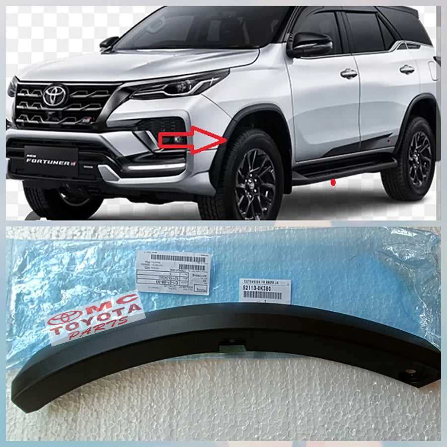 Molding Moulding Over Fender Bodykit Moulding Bemper Depan Kanan Kiri Fortuner GR 2021 Up VRZ Original 52112-0K380 / 52113-0K380 Moulding Extension Bumper List Spoiler Fender Bodykit Over Vender Quarter Bodykit Body Kit Bumper Bemper Pendek