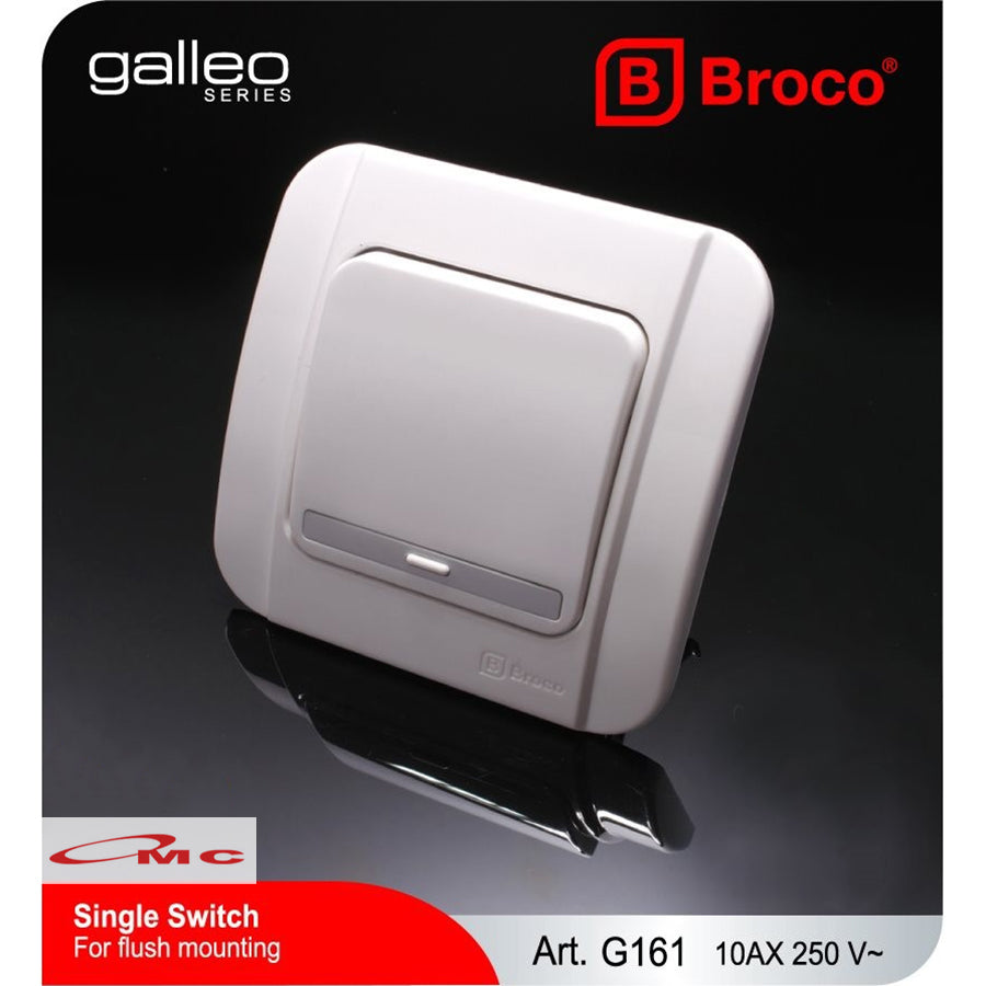 Broco Saklar Engkel 1G Galleo Saklar Seri 2G Galleo White Tunggal Double 1 2 Gang 1 Way G161-55S / G162-55S Sakelar Saklar Broco Galleo Galeo Putih