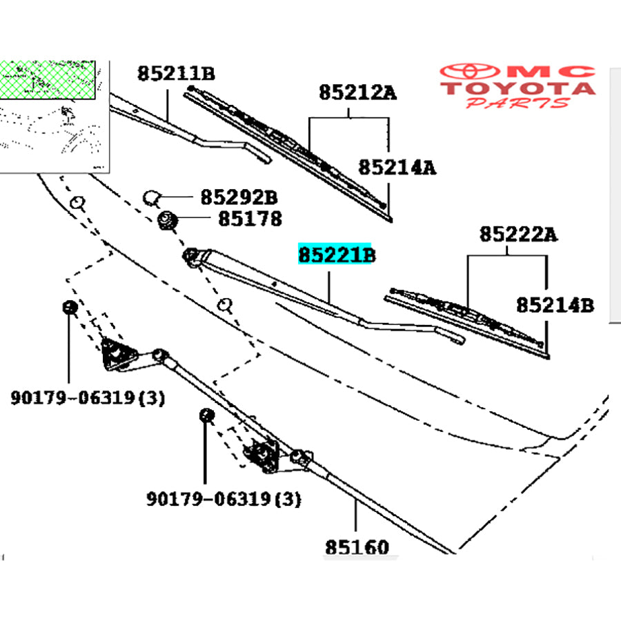 Wiper Arm Depan Kiri Grand Avanza Great Xenia Original 85221-BZ250