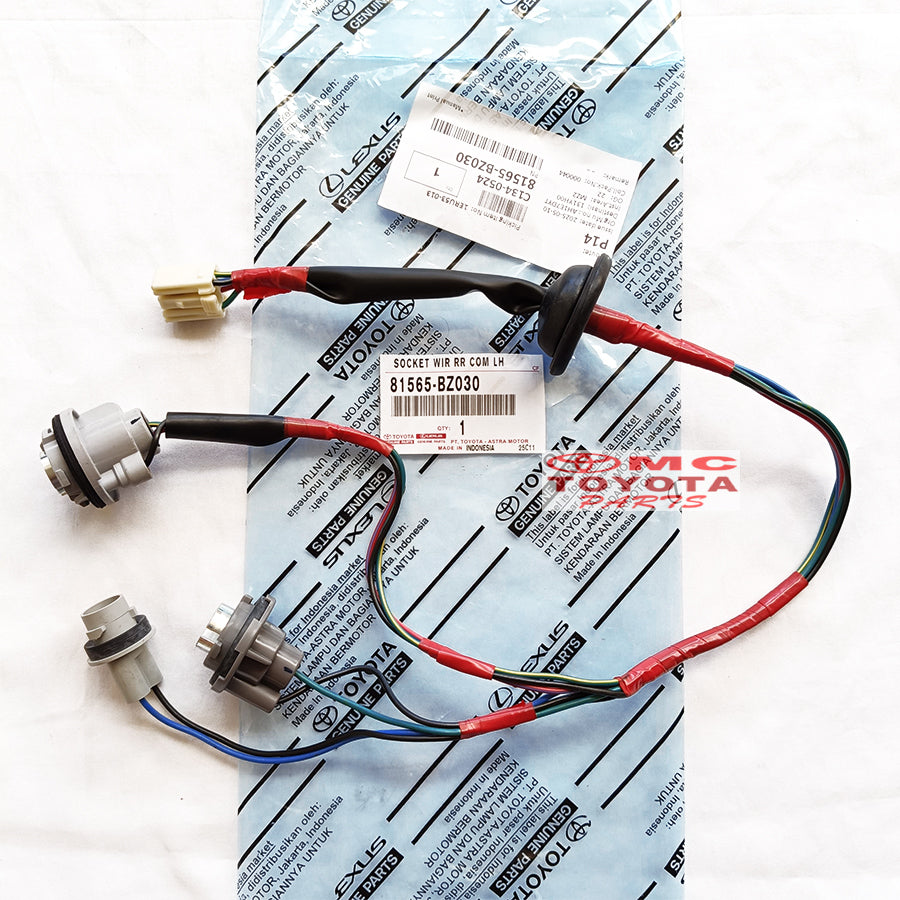 Kabel Socket Lampu Stop Belakang Kanan Kiri Agya Ayla Original Toyota 81555-BZ070 / 81565-BZ030 Kabel Socket Stop Lamp Soket Stoplamp Belakang Agya Ayla 1000cc 1.0 Ori Socket Kabel Lampu Stop Belakang