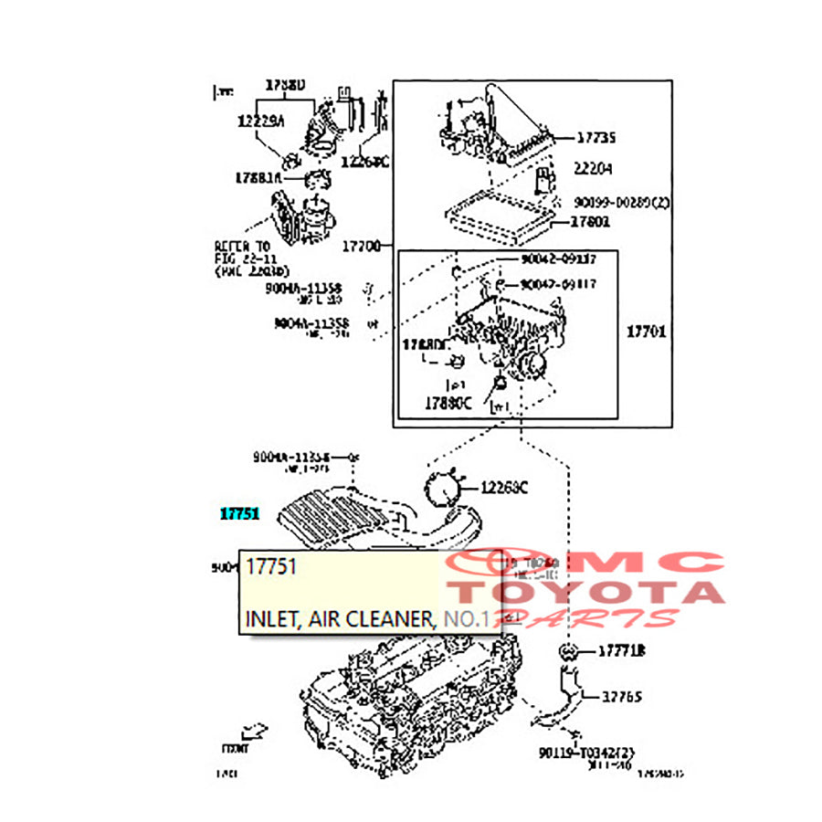 Inlet Hose Air Cleaner Selang Filter Sambungan Saluran Pembersih Hawa Udara Agya Ayla Calya Sigra 1200cc Original Toyota 17751-BZ110